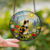 Calico Cat Stained Glass Suncatcher, Wildflower Meadow Cat