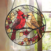 Mr. & Mrs. Cardinal -Stained Glass Suncatcher Window Home Decor