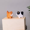 Two Hand-carved  Adorable Kitty Cats Handcrafted in USA