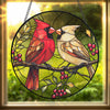 Mr. & Mrs. Cardinal -Stained Glass Suncatcher Window Home Decor