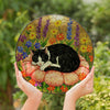 Tuxedo Cat 6" Stained Glass Suncatcher, Sleeping Cat Decor Made in USA