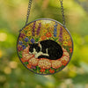 Tuxedo Cat 6" Stained Glass Suncatcher, Sleeping Cat Decor Made in USA