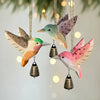 Hand-Carved Solid Wood Hummingbird Wind Chime Bell